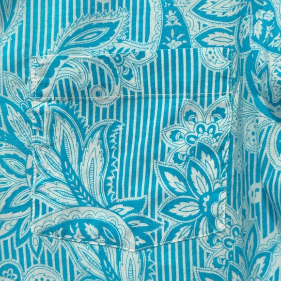Chico's Turquoise and White Patterned Top L‎ - Picture 5 of 7